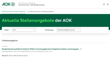 Jobübersicht Startseite internen Stellenmarkt