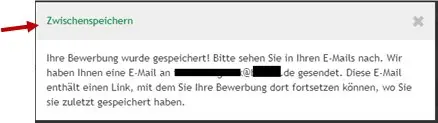 Bestätigung nach dem Zwischenspeichern